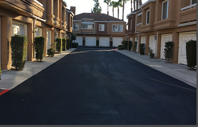 The asphalt repavement is almost completed.