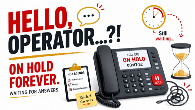 Caller is put on hold forever when calling Crummack Huseby to join HOA meeting.