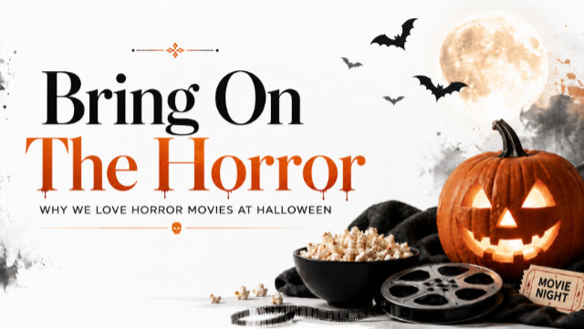 Halloween image indicating the timeframe of classic to modern horror movies.