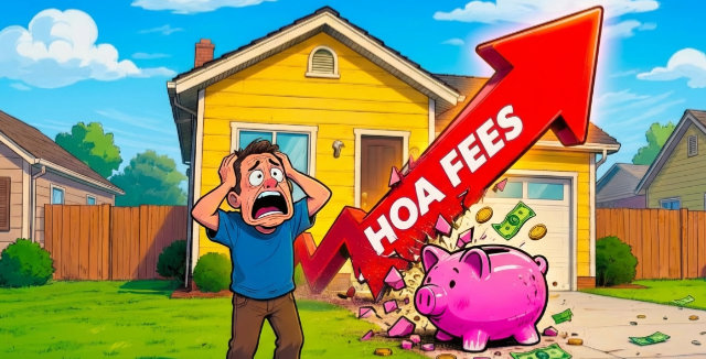 Image depicting a resident having a panic attack due to increased hoa fees.