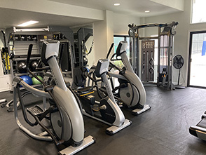 This is an image of the stationary bikes at the gym.
